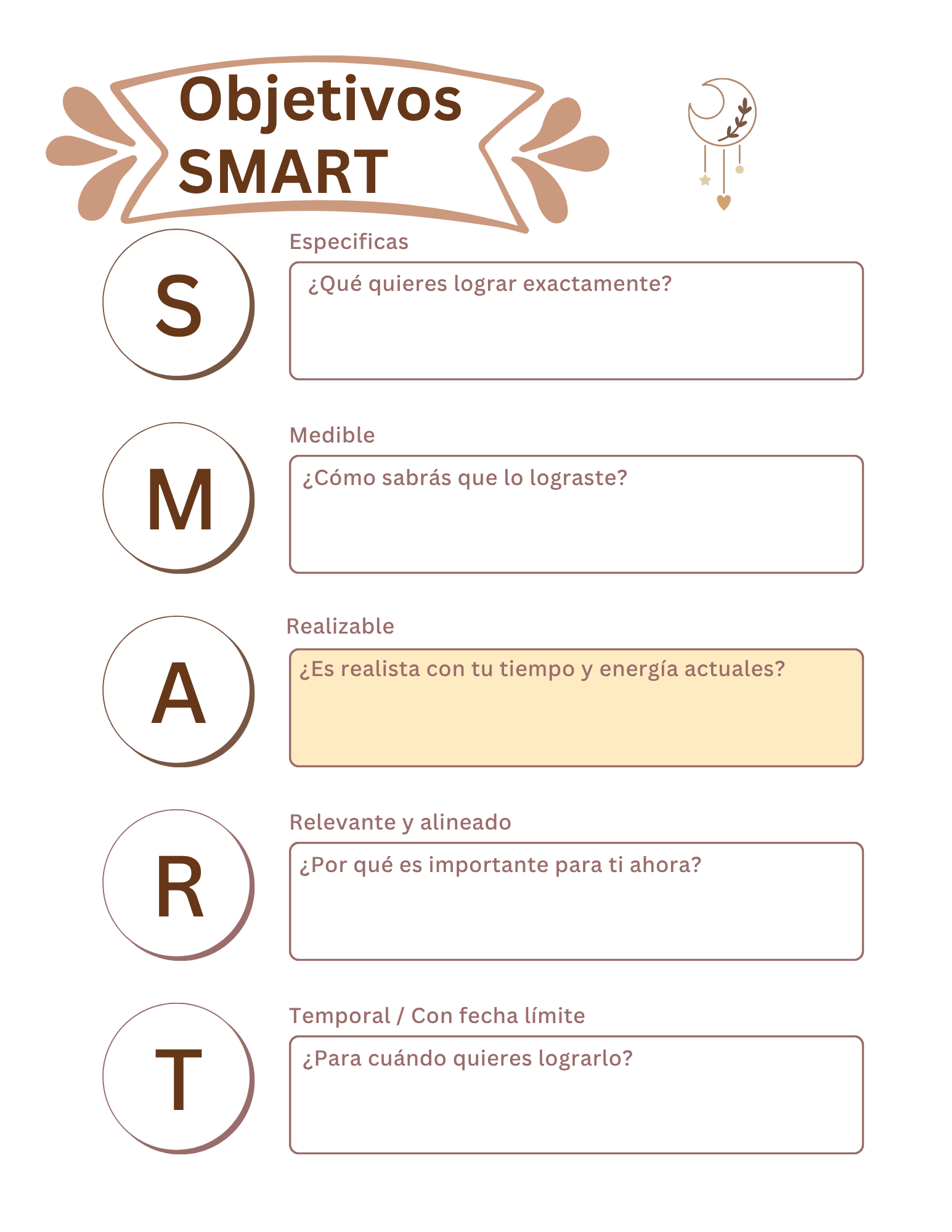 Plantilla de objetivos SMART