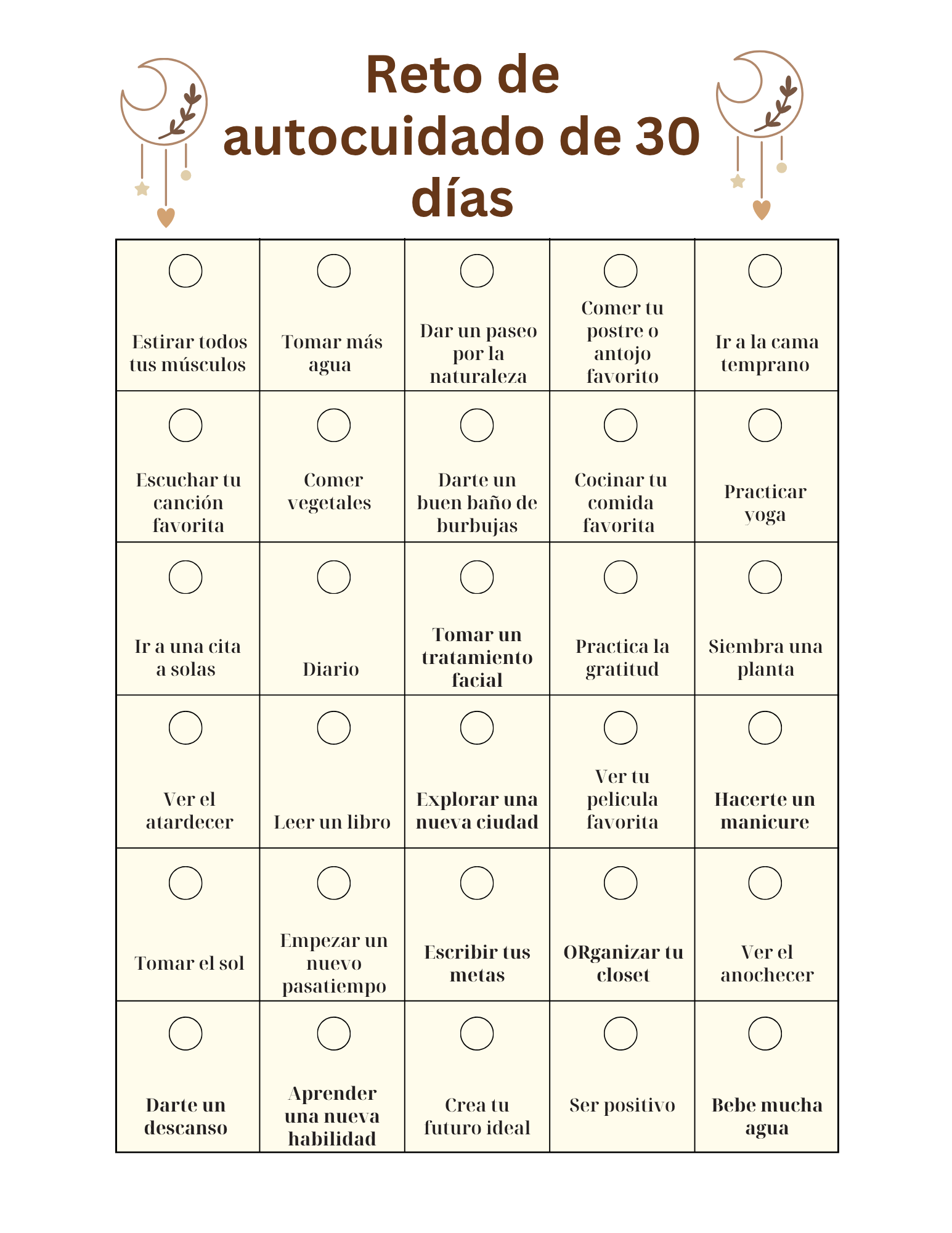 Reto de autocuidado de 30 días